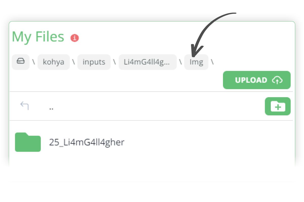 A screenshot of the Think Diffusion interface showing the img subfolder in the LoRA model folder