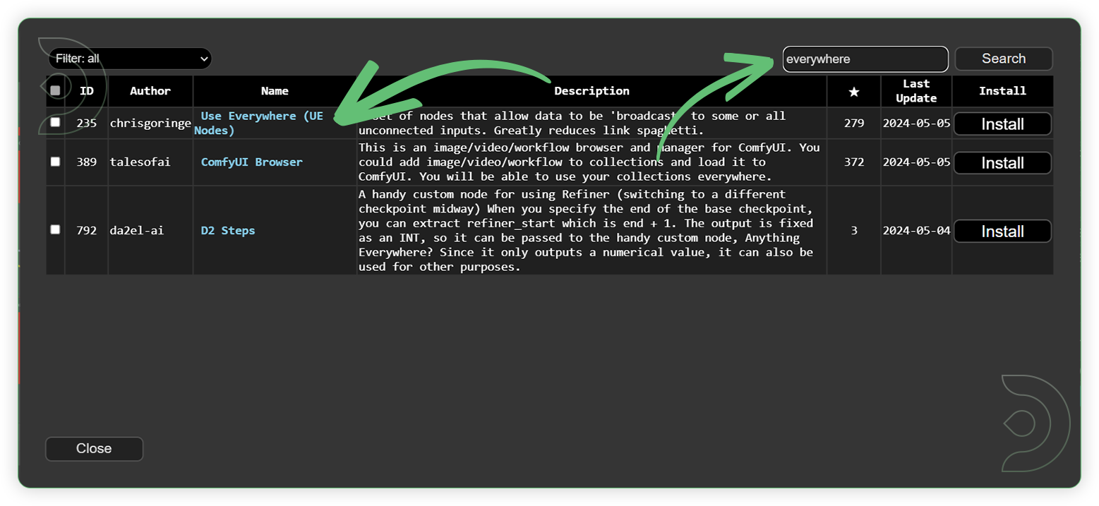 Installing the Use Everywhere custom node