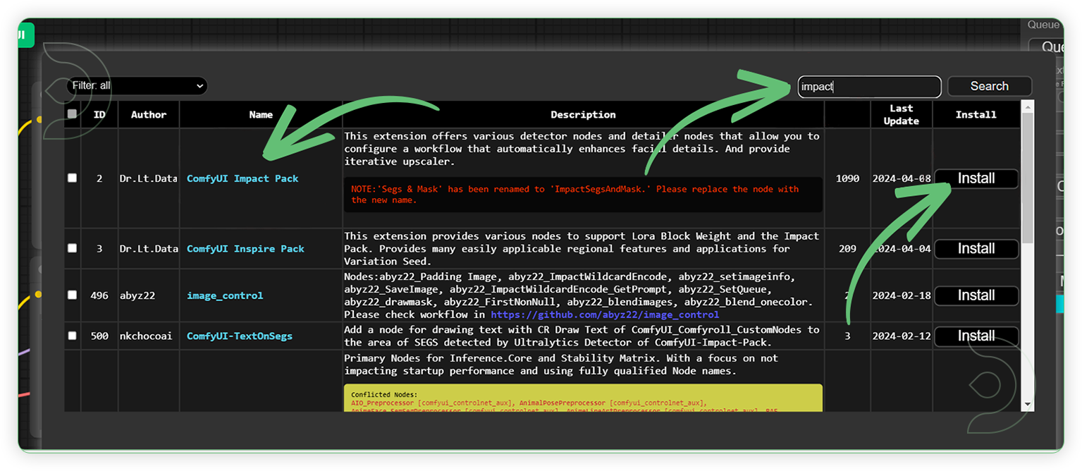 Installing the ComfyUI Impact pack custom node