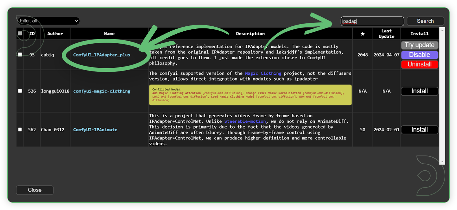 Installing the IPAdapter Plus custom node