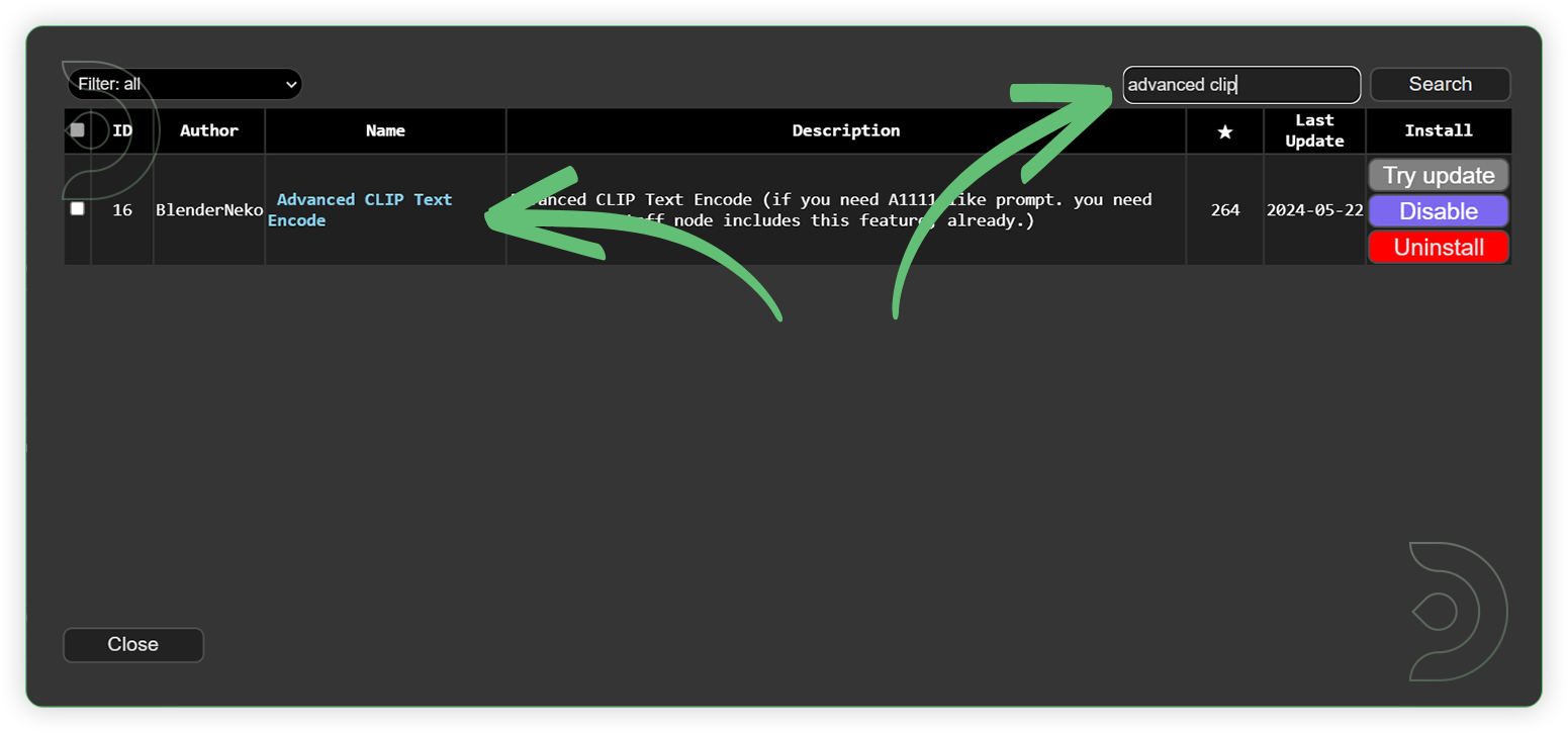 Installing the ComfyUI Advanced clip custom node