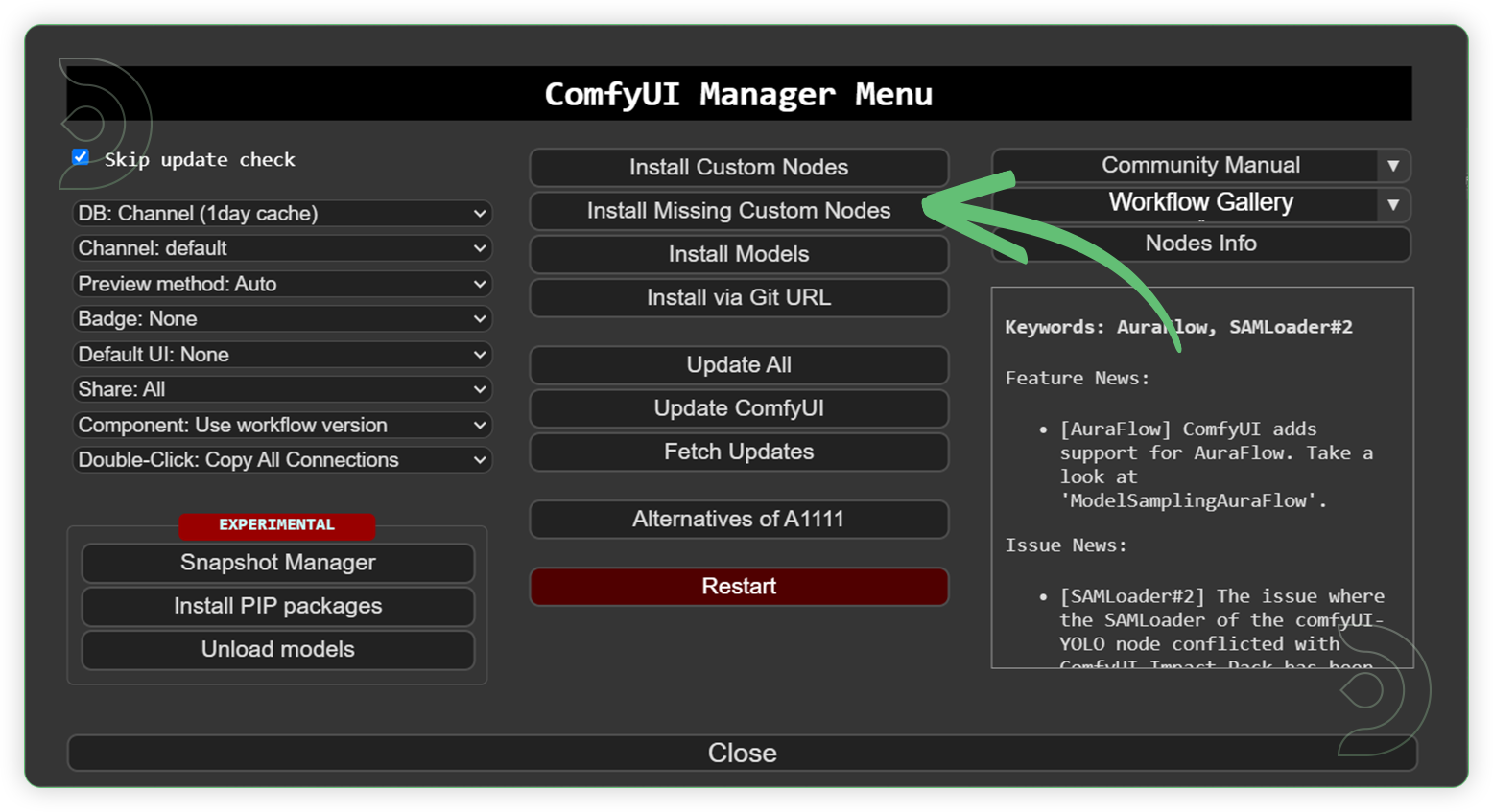 ThinkDiffusion StableDiffusion ComfyUI Transform Videos with AI shows an direction on how install missing custom nodes