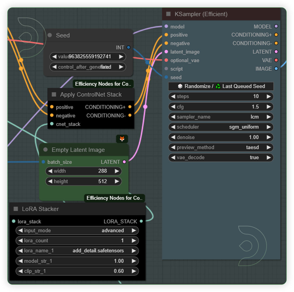 ThinkDiffusion StableDiffusion ComfyUI Transform Videos with AI shows the ksampler  with its adjustment settings for latent size