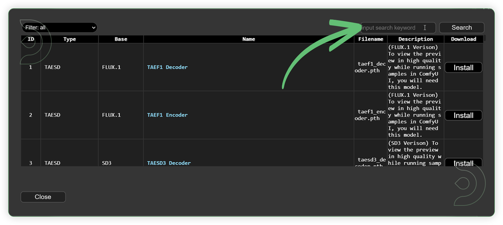 ThinkDiffusion StableDiffusion ComfyUI flux with controlnet shows where to search models and install