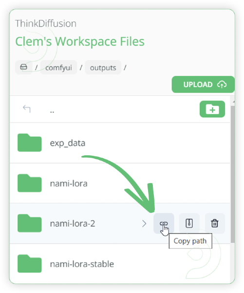 ThinkDiffusion StableDiffusion ComfyUI Flux training LoRA copy the file of output folder dataset